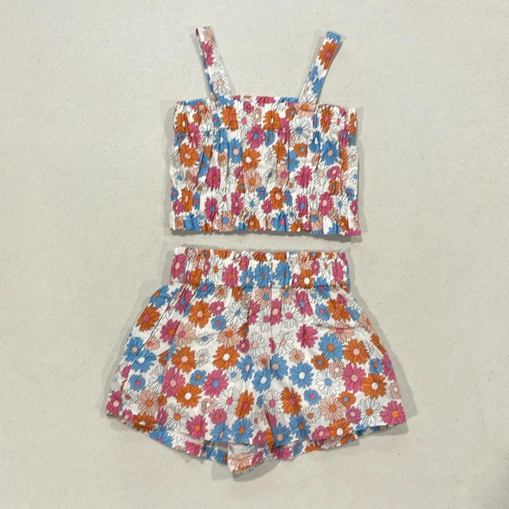 Girls Lucky Jade floral shorts set, size 4/5